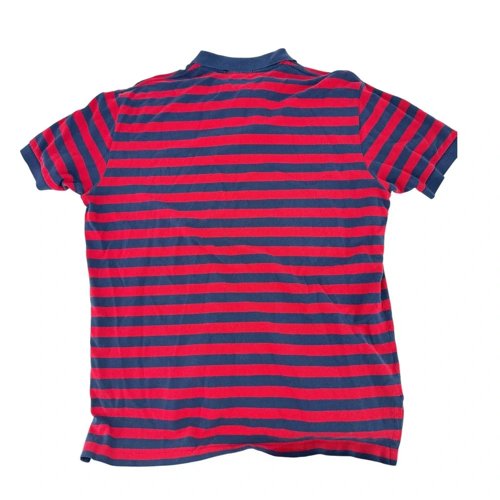 Polo Ralph Lauren Vintage XL Striped Polo Shirt Red Navy Blue Yellow Pony Logo